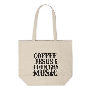 Coffee, Jesus, and Country Music Custom Canvas Tote Bag